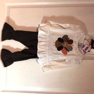 Thanksgiving ruffle top and pants by MudPie.